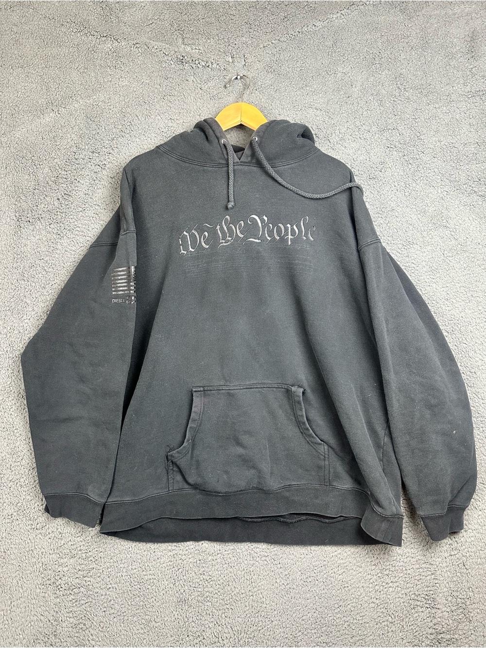 Diesel Power Gear We The People Hoodie 3XL Black American Flag Sweatshirt Flaw